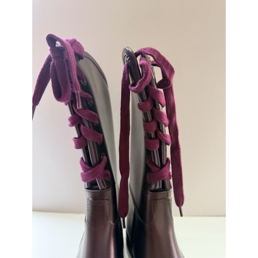 NAOT Women’s Metallic Purple Rain Boots Lace Up Mid Calf Waterproof Size 10 - Picture 5 of 12